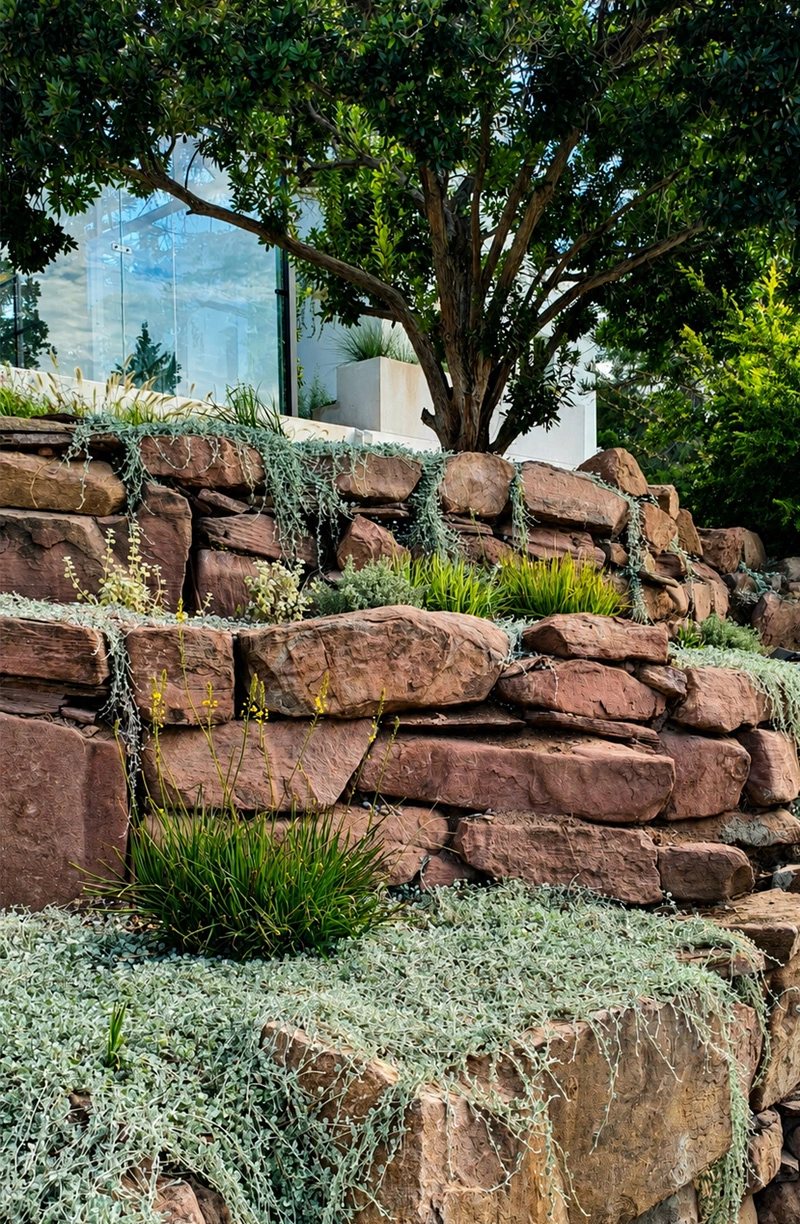 Diseño de jardín mediterráneo contemporáneo